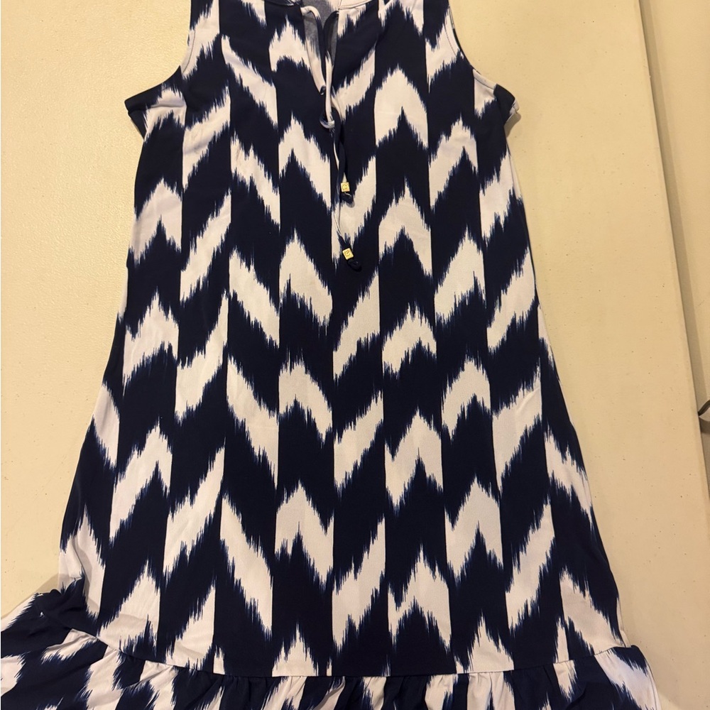 Michael Kors Navy and White Patterned Top